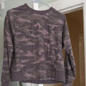 Athleta Women's Camouflage Crew Neck Sweatshirt - Army Green, Tan and Brown. S